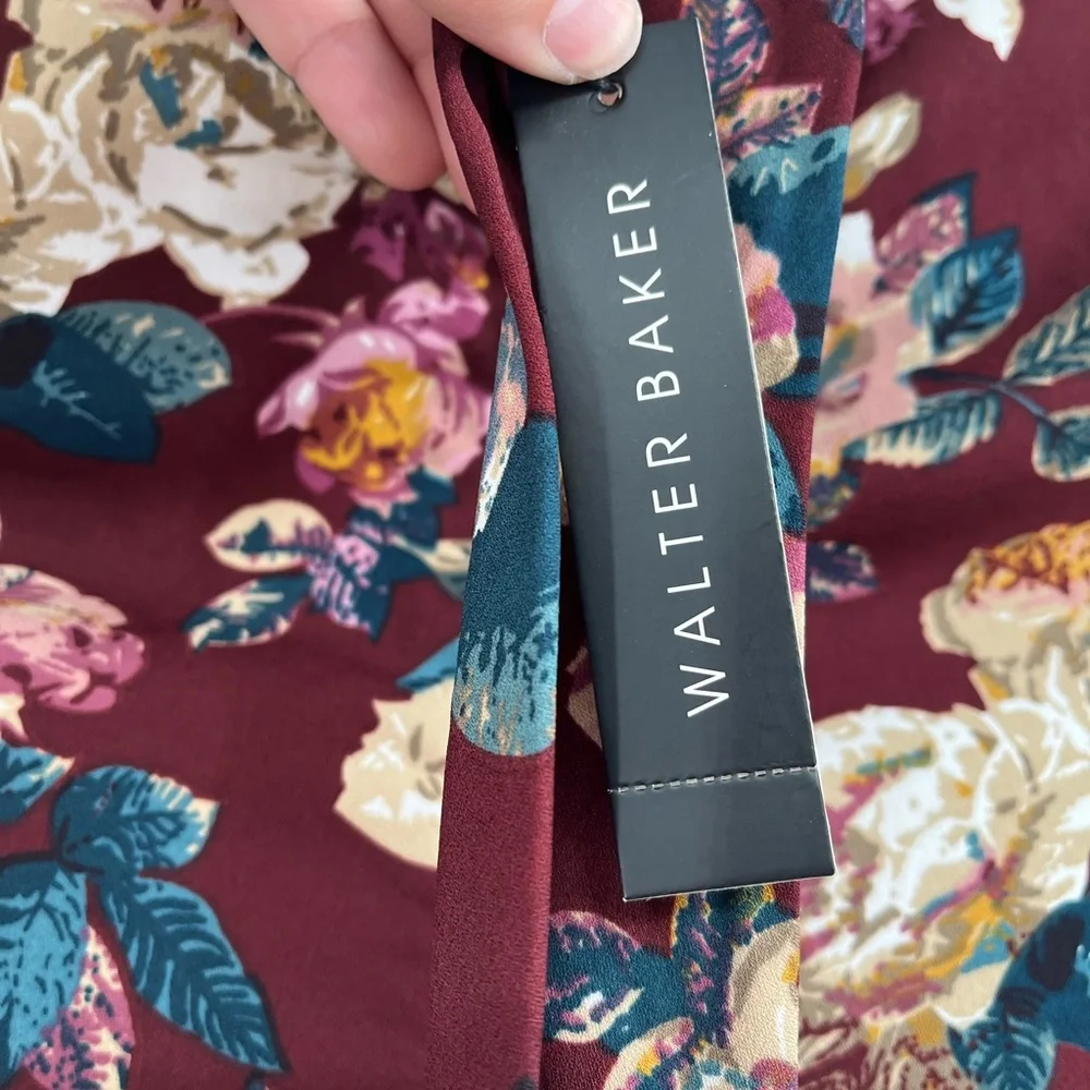Walter Baker Gayle Asymmetrical Floral Dress Long Sleeve NWT Women's 4‎
